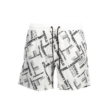 pantaloni scurti de baie barbati cu logo - alb -