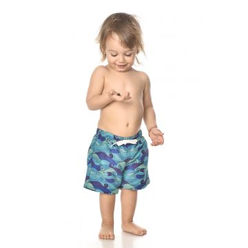 Pantaloni scurti de baie cu snur de ajustare si imprimeu