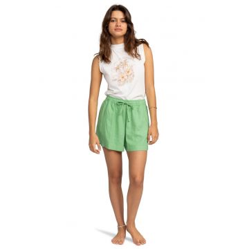 Pantaloni scurti uni de plaja din amestec de in