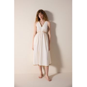 Rochie midi din bumbac cu decupaje pentru plaja