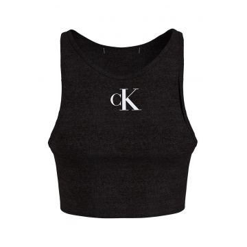 Top crop de bumbac organic cu imprimeu logo