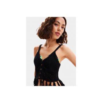 Top de plaja dama -  Negru - Bumbac