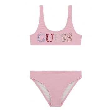 Costum de baie cu doua piese si logo din strasuri