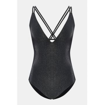 Costum de baie cu model uni si decolteu in V