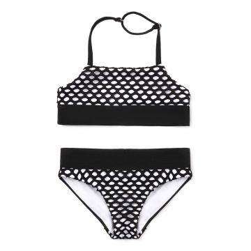 Costum de baie din doua piese cu model cu buline