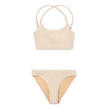 Costum de baie din doua piese cu model in dungi