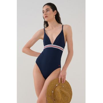 Costum de baie intreg cu decupaj pe partea din spate si decolteu in V