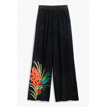 Pantaloni ampli cu imprimeu grafic