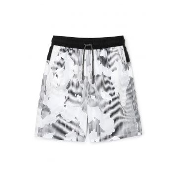 Pantaloni scurti de baie cu imprimeu si talie ajustabila
