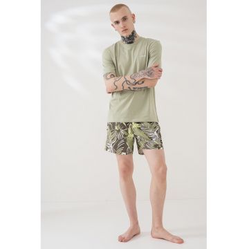 Pantaloni scurti de baie cu imprimeu tropical Piranha