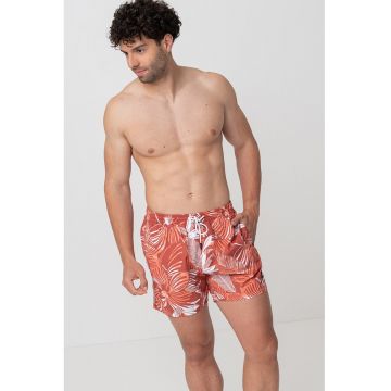 Pantaloni scurti de baie cu imprimeu tropical Piranha