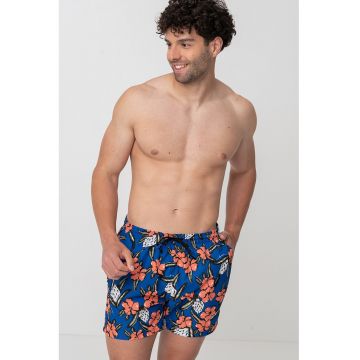 Pantaloni scurti de baie cu imprimeu tropical Piranha