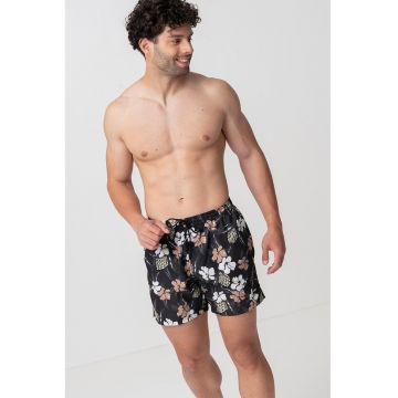 Pantaloni scurti de baie cu imprimeu tropical Piranha
