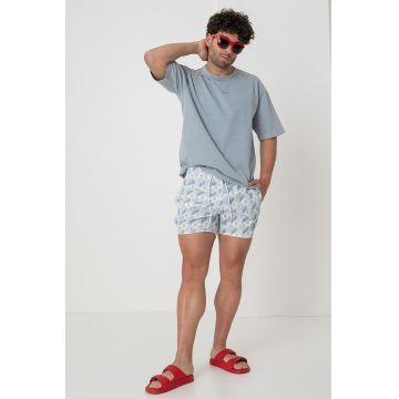 Pantaloni scurti de baie cu logo si model geometric