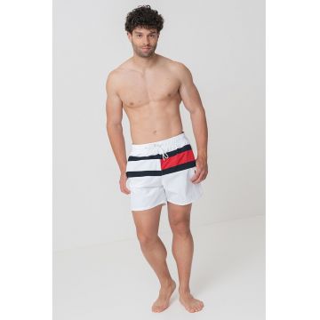 Pantaloni scurti de baie cu logo si snur in talie