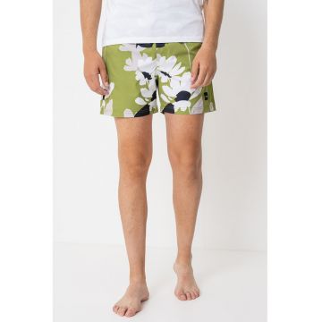 Pantaloni scurti de baie cu model floral si talie ajustabila