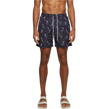 Pantaloni scurti de baie cu model si buzunare laterale