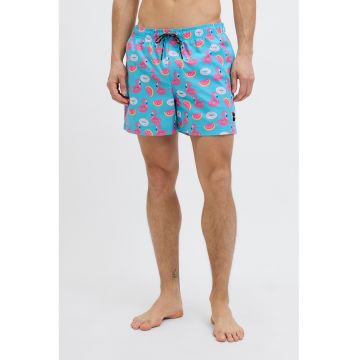 Pantaloni scurti de baie cu model si buzunare laterale