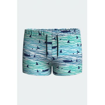 Pantaloni scurti de baie cu snur si imprimeu nautic