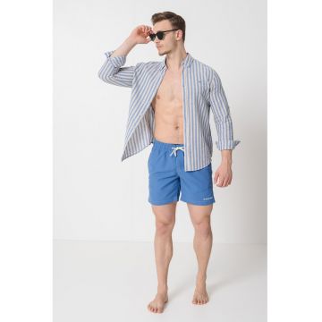 Pantaloni scurti de baie cu snur si model uni