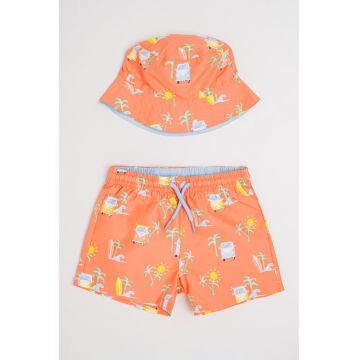 Set de palarie si pantaloni scurti de baiecu imprimeu - 2 Piese