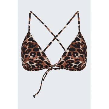 Sutien de baie cu cupe triunghiulare si animal print