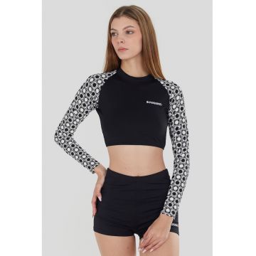 Top crop de baie cu maneci raglan Amelia