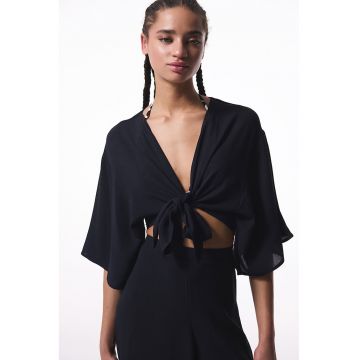 Bluza de plaja crop cu prindere frontala