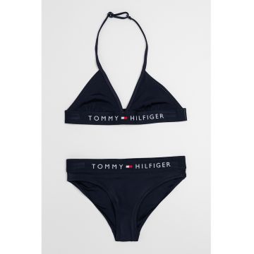 Costum de baie cu doua piese si imprimeu logo