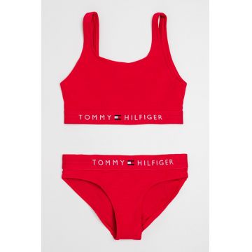 Costum de baie cu doua piese si logo brodat
