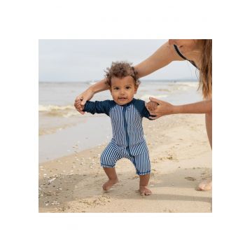 Costum de baie cu protectie solara UPF 50+ -  - Nautical Stripes - Albastru Navy cu dungi - pentru baieti
