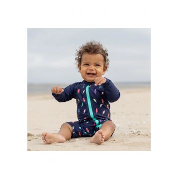 Costum de baie cu protectie solara UPF 50+ -  - Swimster Ice Pop - Albastru Navy cu model inghetata - pentru fetite sau baietei - Albastru marin