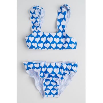 Costum de baie in doua piese cu model cu inimi