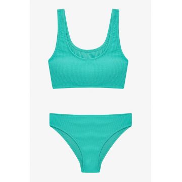 Costum de baie uni din doua piese - cu aspect texturat