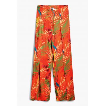 Pantaloni cu imprimeu si talie elastica