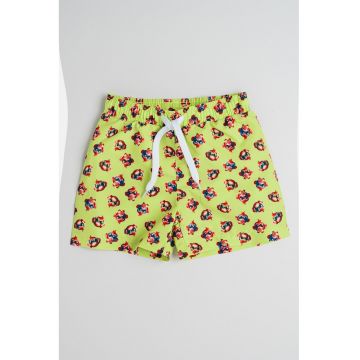 Pantaloni scurti cu imprimeu si snur de ajustare in talie