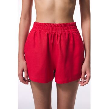 Pantaloni scurti cu talie inalta - din amestec de in
