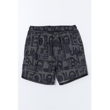 Pantaloni scurti de baie cu imprimeu text