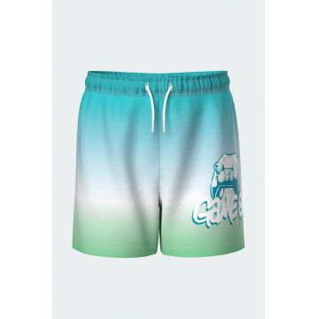 Pantaloni scurti de baie cu imprimeu tie-dye si snur