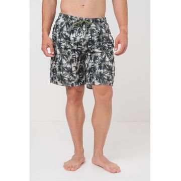 Pantaloni scurti de baie cu model si snur de ajustare in talie