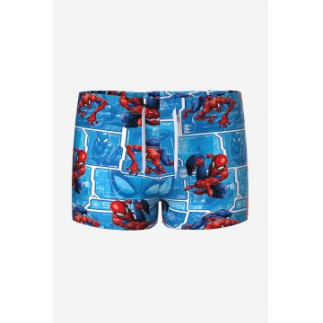 Pantaloni scurti de baie cu snur si imprimeu Spiderman