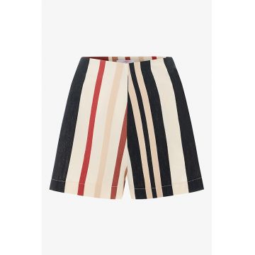 Pantaloni scurti de plaja - din bumbac - in dungi