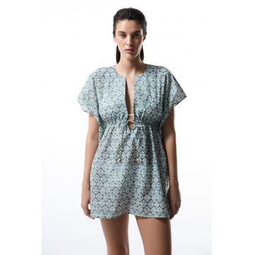 Rochie de plaja de bumbac - cu imprimeu