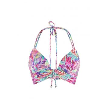 Sutien de baie cu cupe triunghiulare si imprimeu floral
