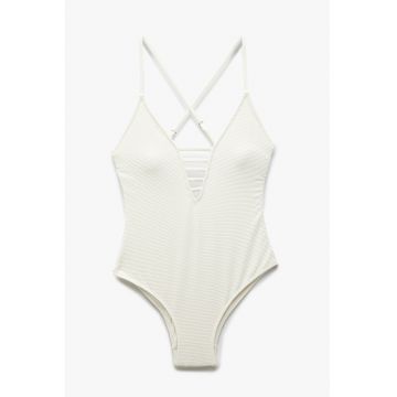 Costum de baie cu burete si decolteu in V