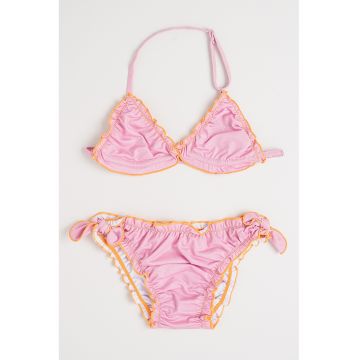 Costum de baie din doua piese cu margini contrastante