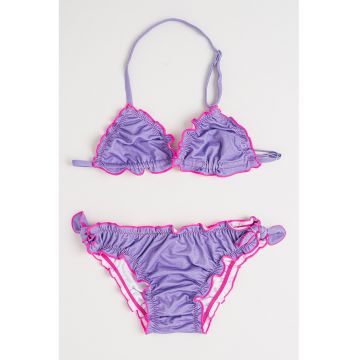 Costum de baie din doua piese cu margini contrastante