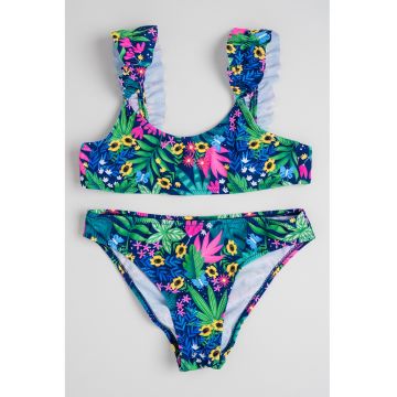 Costum de baie din doua piese cu model tropical