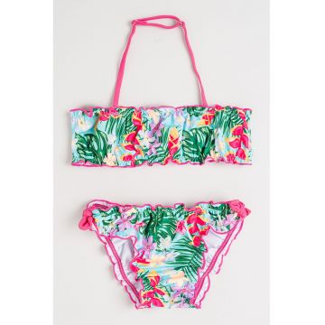 Costum de baie din doua piese cu model tropical