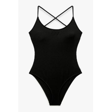 Costum de baie intreg cu bretele incrucisate